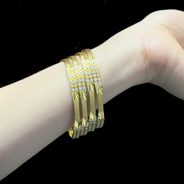 CYGNI BANGLES Gold-Plated Traditional CNC Bangles Set - Image 2