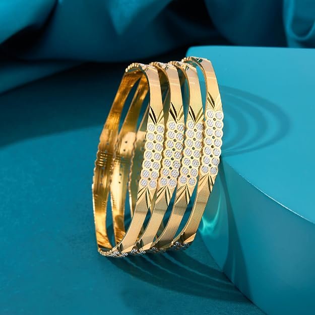 CYGNI BANGLES Gold-Plated Traditional CNC Bangles Set - Image 3