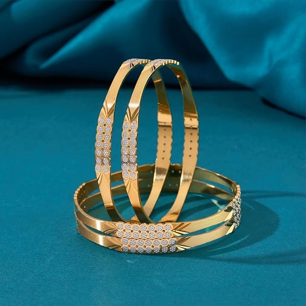 CYGNI BANGLES Gold-Plated Traditional CNC Bangles Set - Image 4